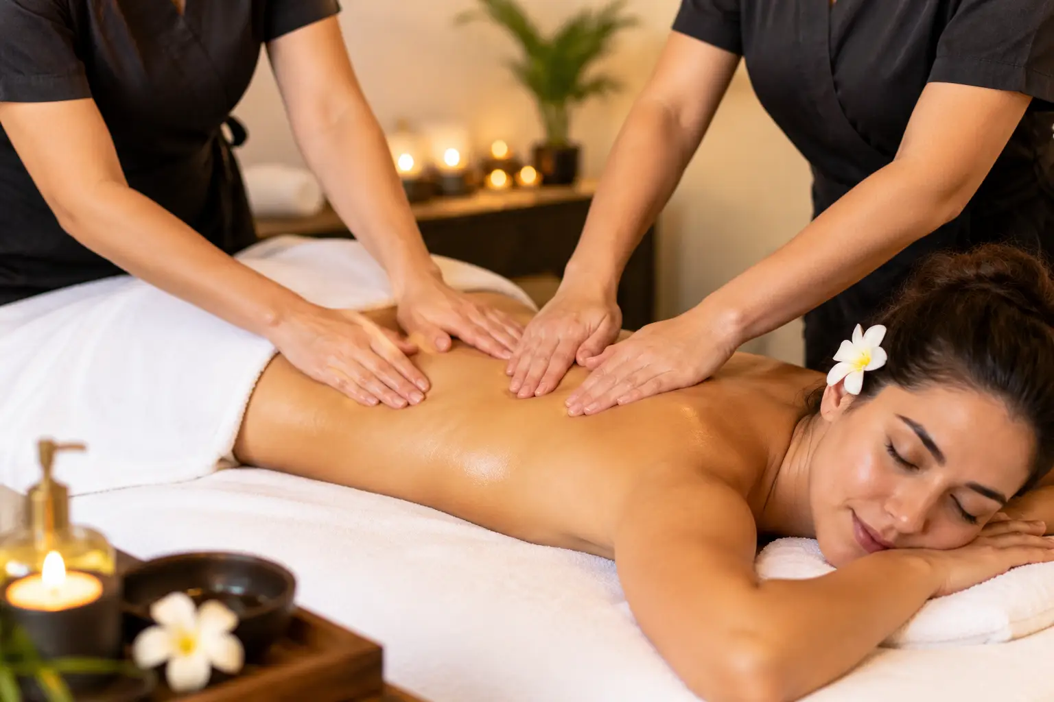 Four hand massage therapy